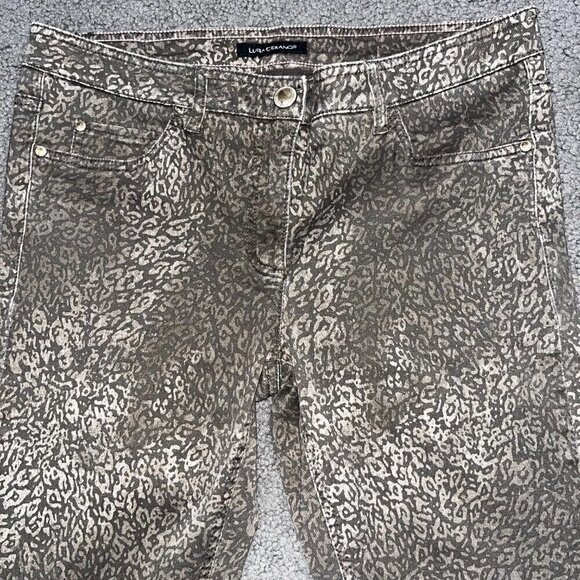 LUISA CERANO Brown Leopard Print Straight Leg Jeans - EUC - Size 12 - Picture 2 of 11